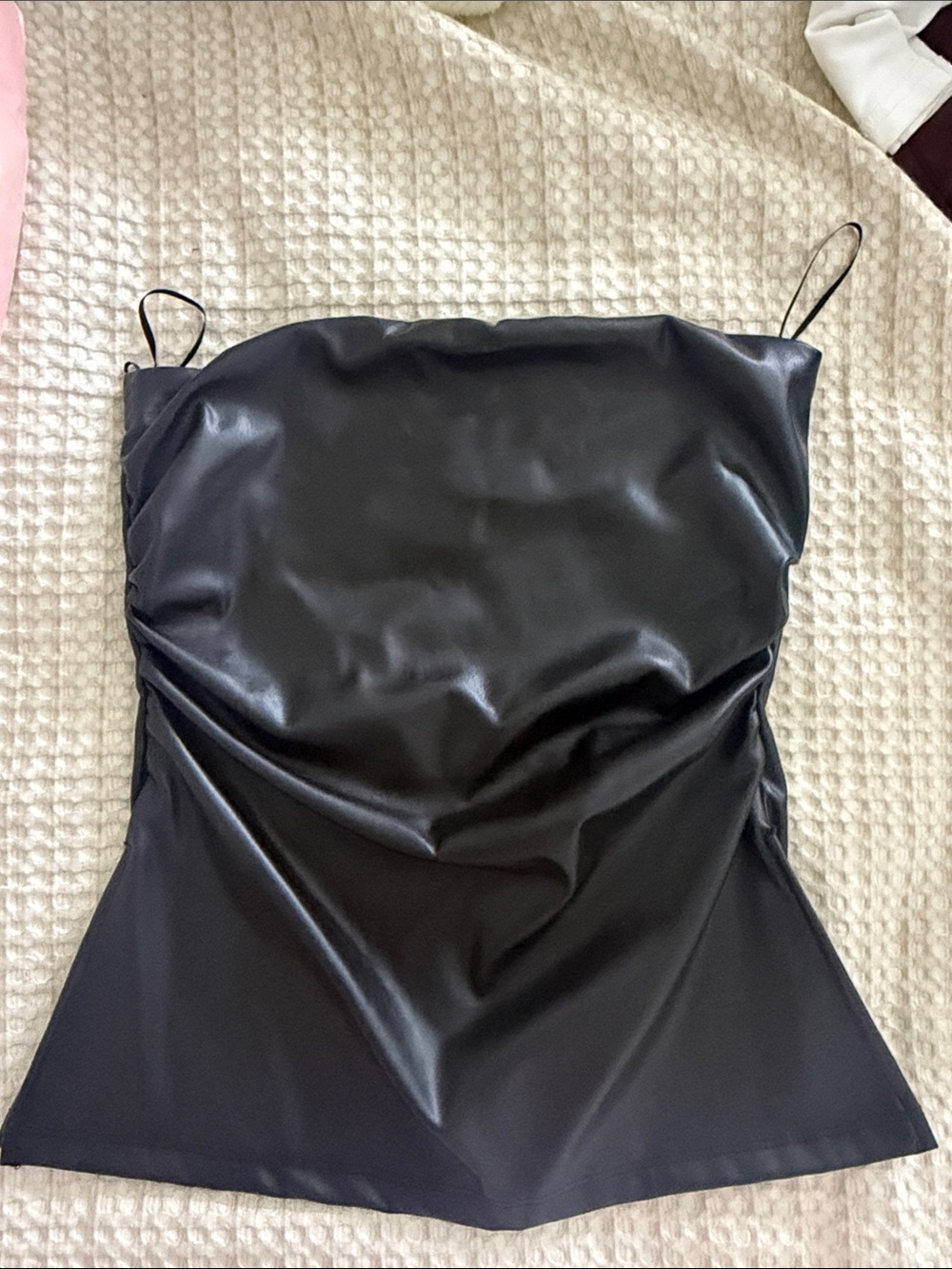 aerie Leather Black Strapless Top